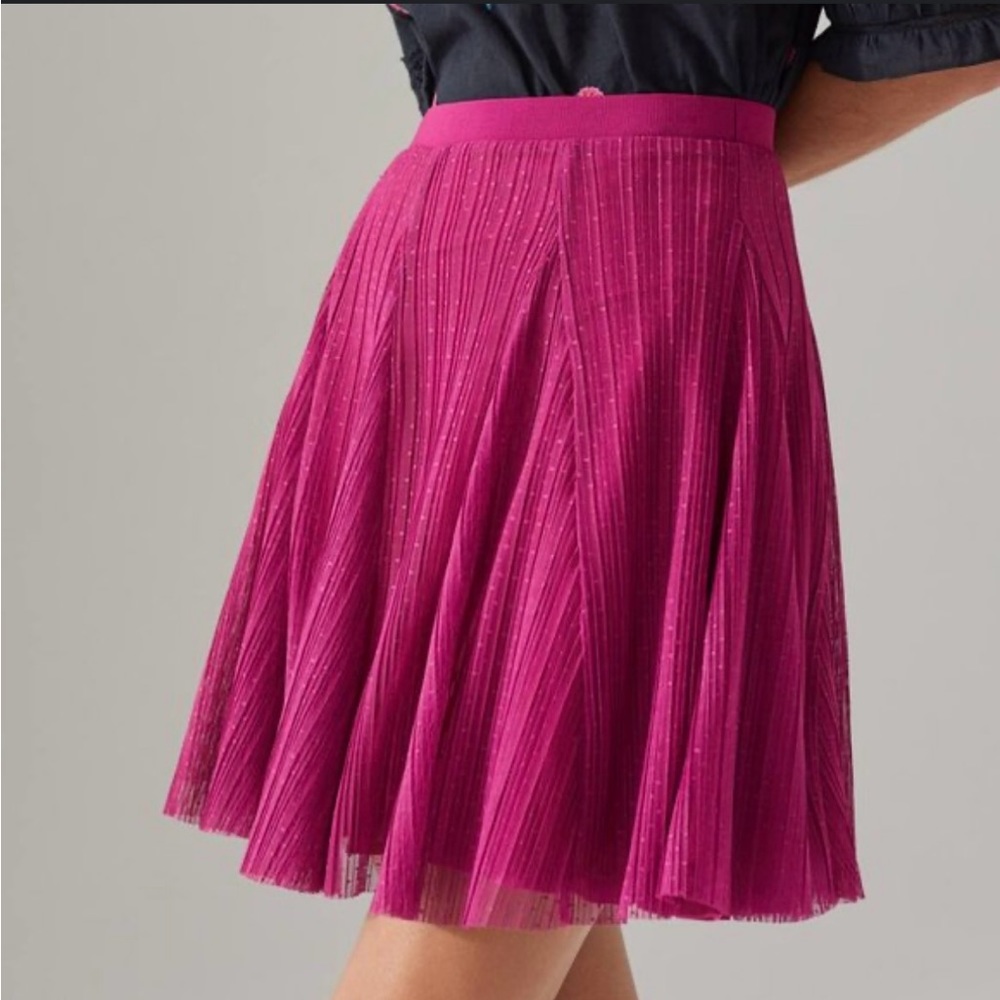 Anthropologie Maeve Tulle Textured mini skirt pink